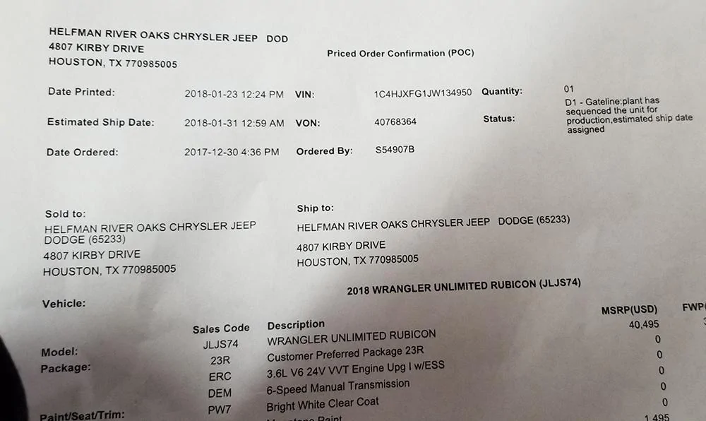 Jeep Wrangler JL ORDER TRACKING for your Jeep Wrangler Order