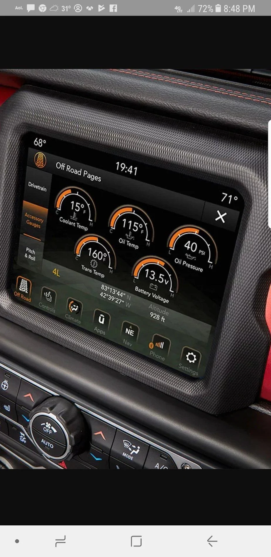 Jeep Wrangler JL Photos of Off-Road Pages on Uconnect 8.4 Display? Screenshot_20180125-204839