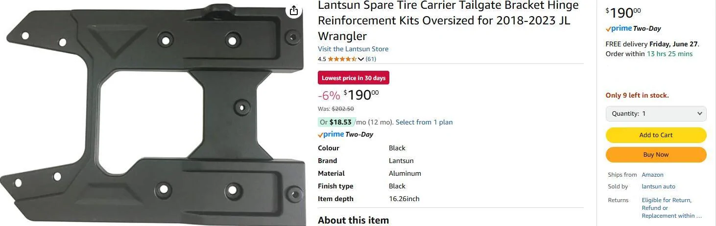 Jeep Wrangler JL $80 Amazon Tailgate Reinforcement VS. Mopar 1750862259300-l5