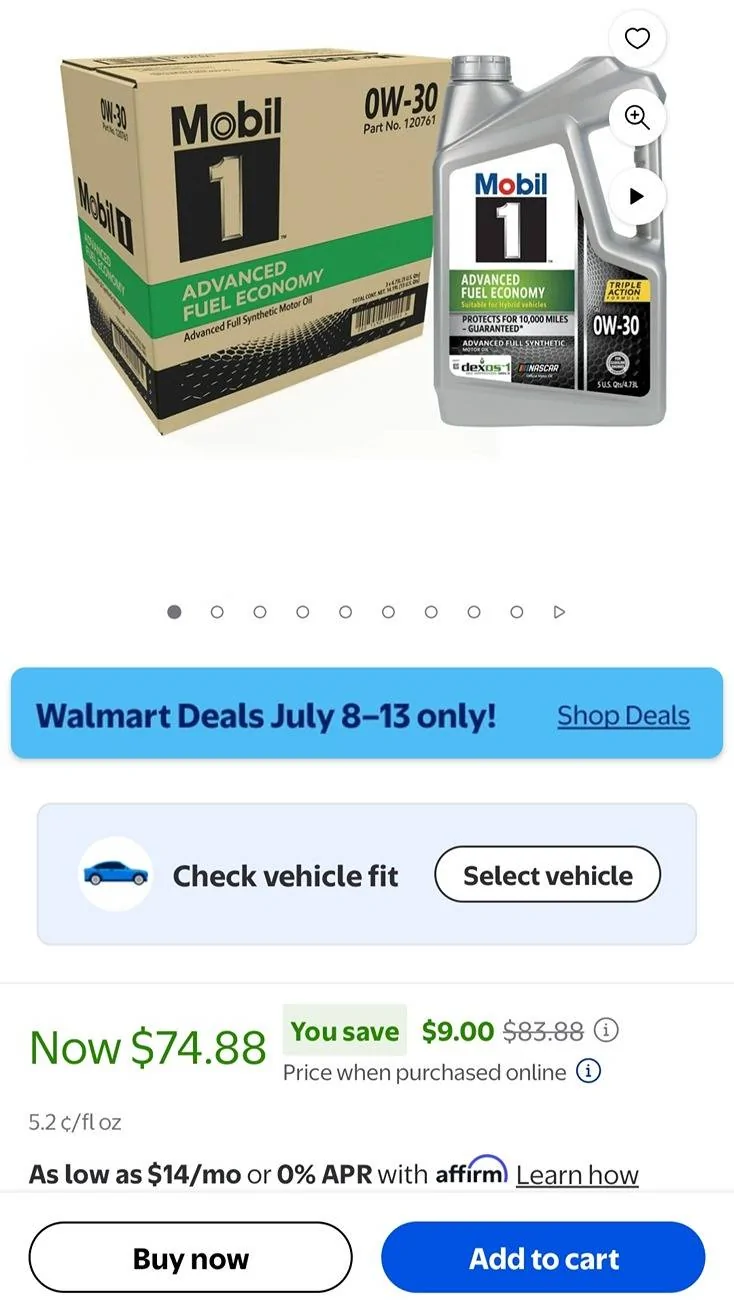 Jeep Wrangler JL 5W 30 versus 0W 20 Screenshot_20250710_140111_Walmart