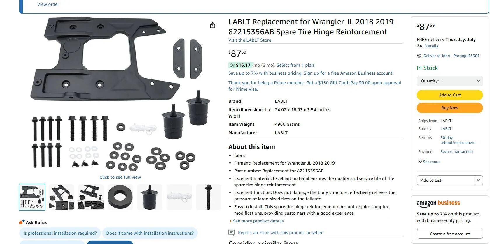 Jeep Wrangler JL Which tailgate reinforcement kit and tire relocation kit? JEEP TAILGETE REIN