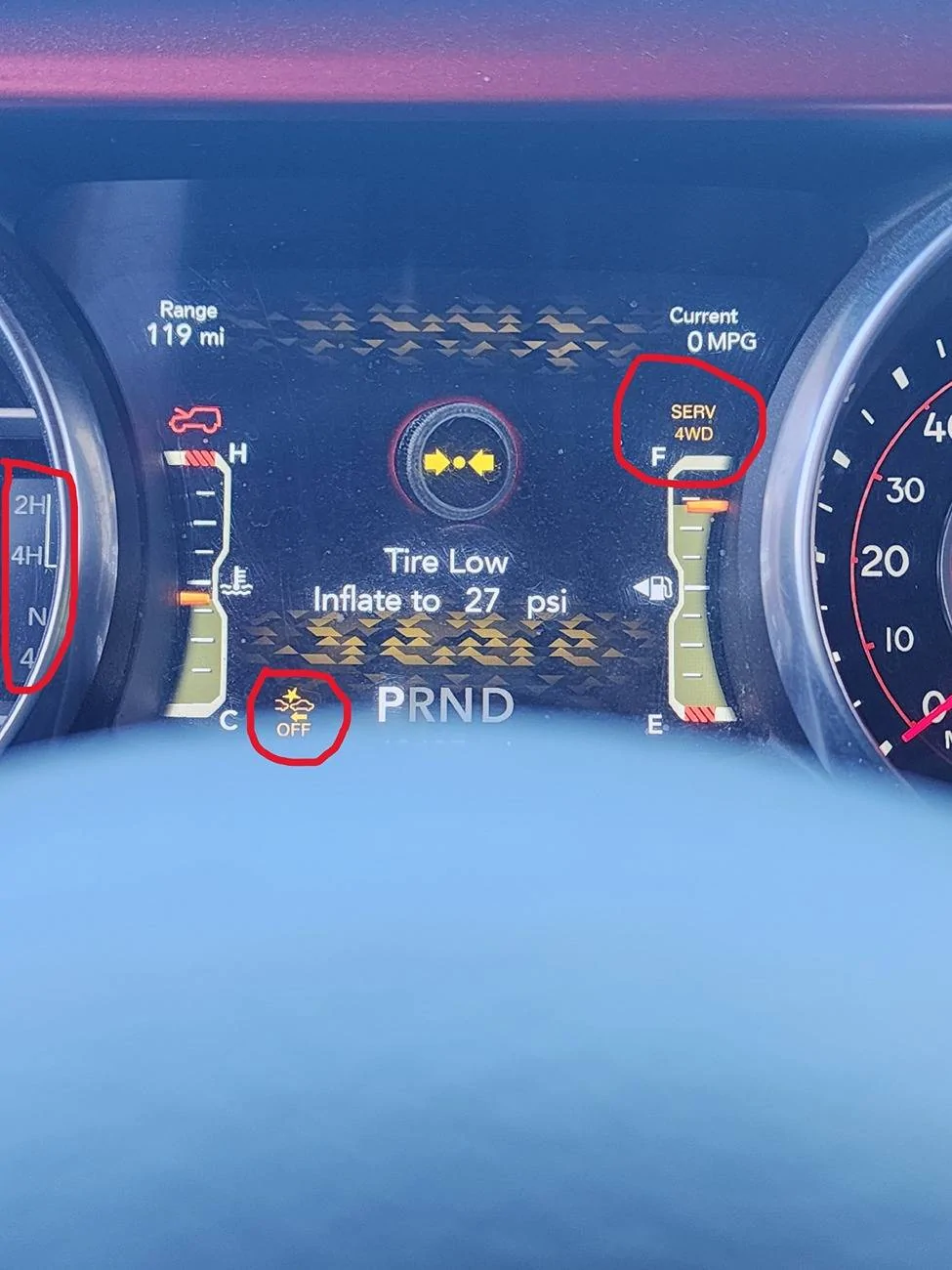 Jeep Wrangler JL SERV 4WD Light Dash Lights