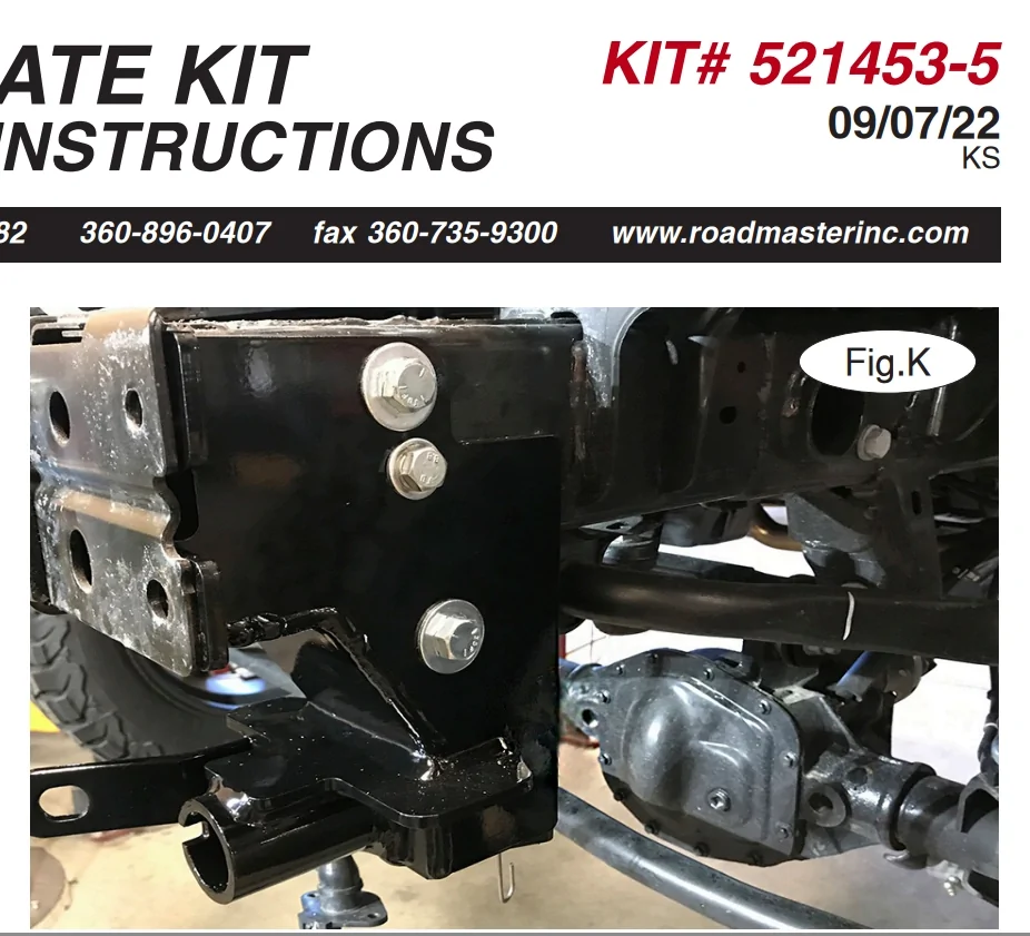 Jeep Wrangler JL Front Bumper Horn to Frame Bracket for Flat Tow ROADMASTER FRONT BUMPER FRAME HORN TO FRAME BRACKET