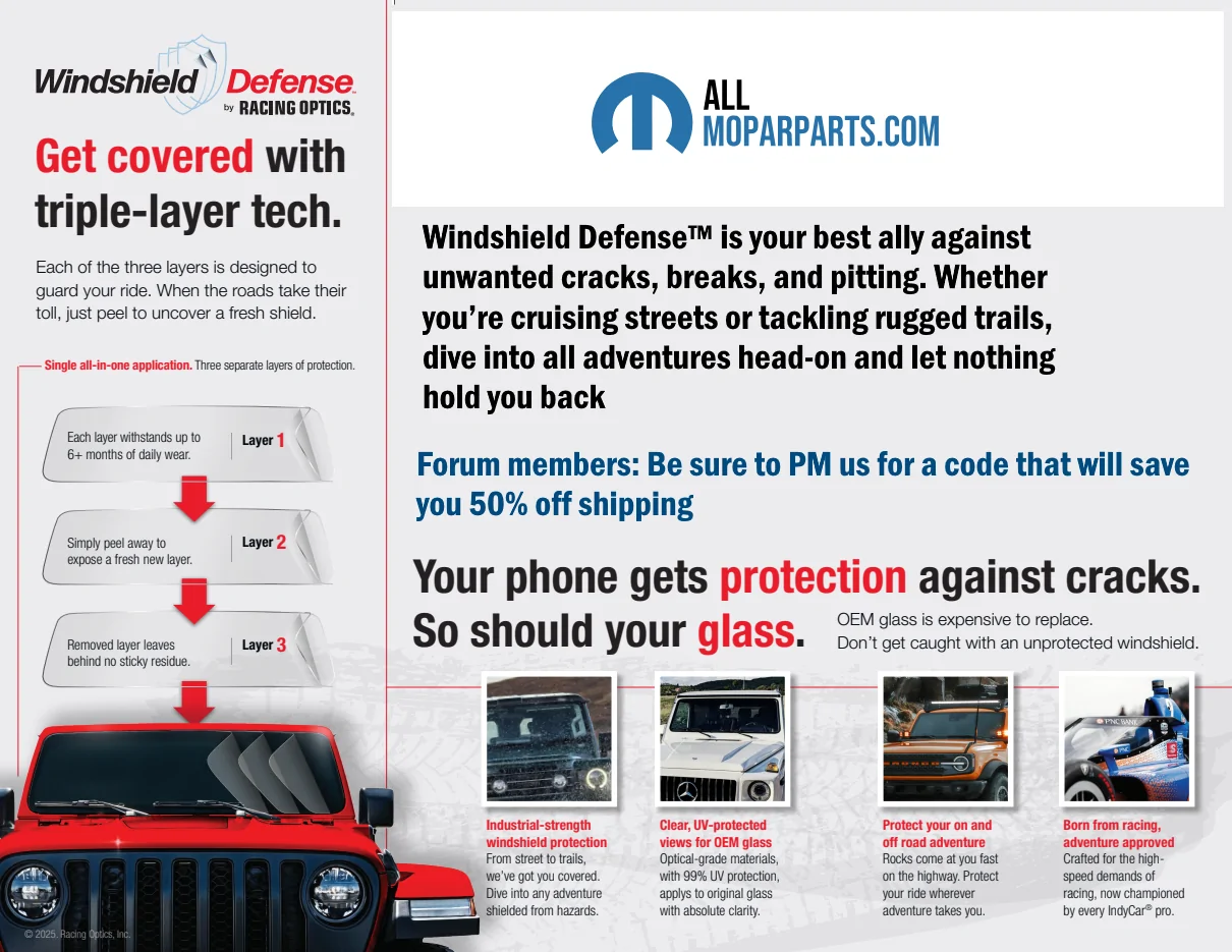 Jeep Wrangler JL Windshield Defense (Triple Layer Protection Film) - A little insurance goes a long way WD_Forums
