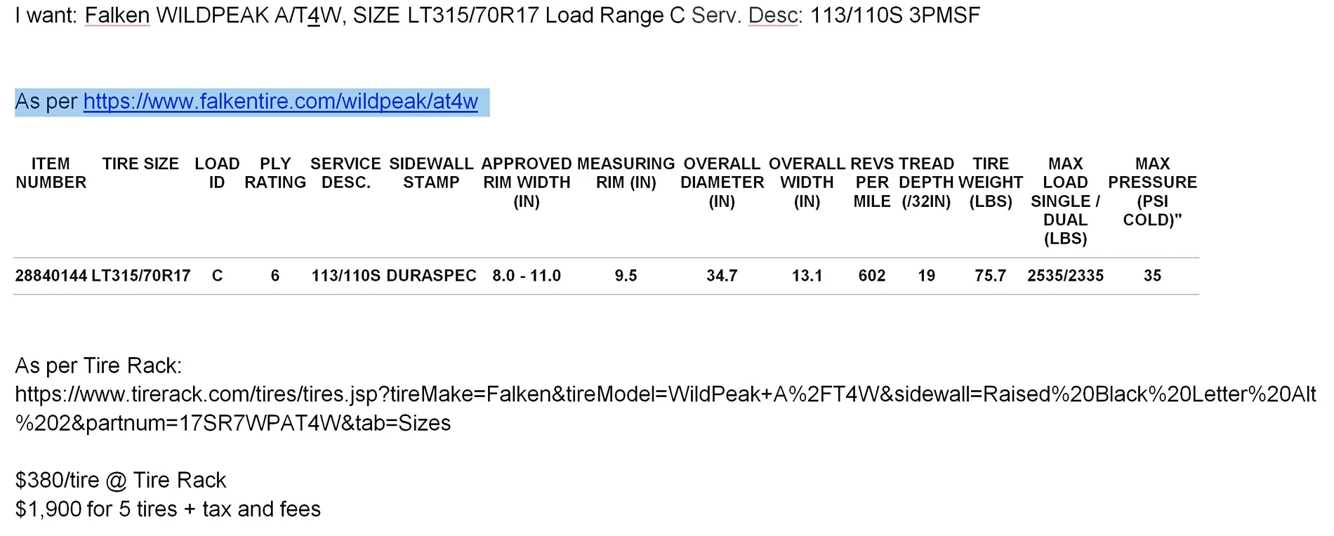 Jeep Wrangler JL Load range C vs D vs E tir