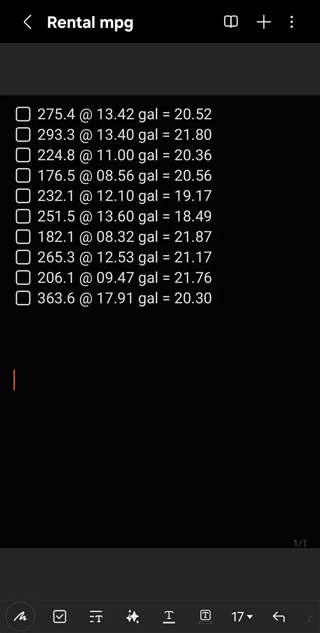 Jeep Wrangler JL Surprising m.p.g.... Screenshot_20250827_200843_Samsung Notes