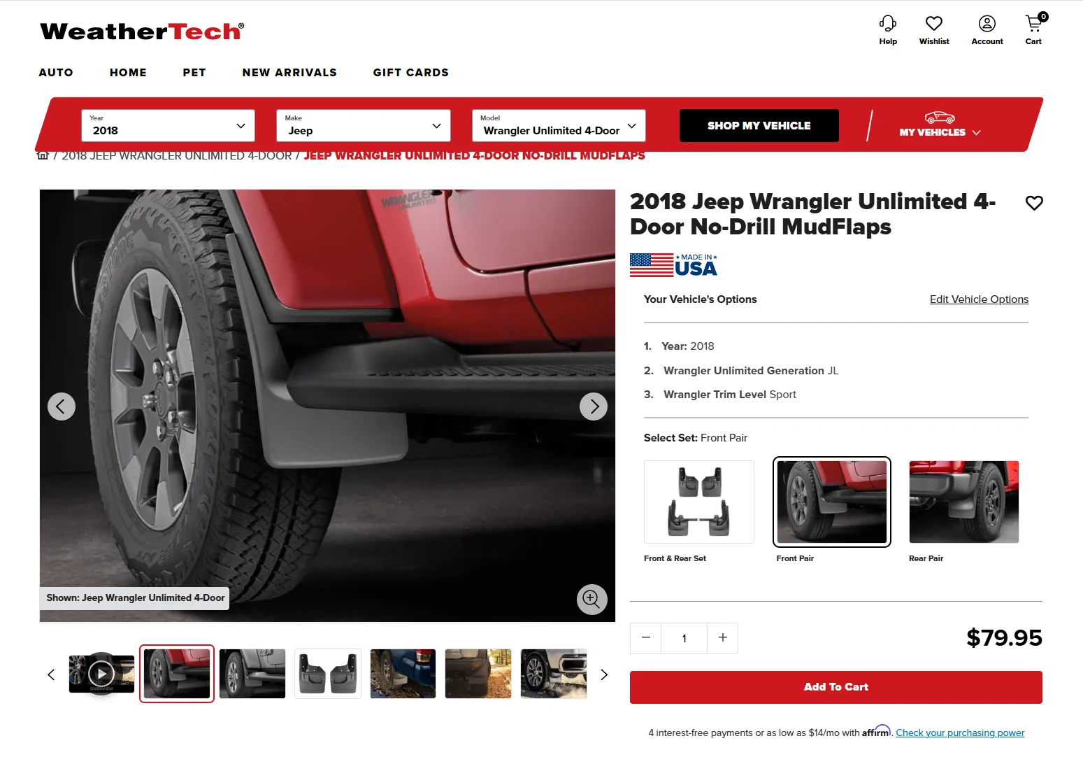 Jeep Wrangler JL Weathertech mud flaps massive price increase wtfrontflaps