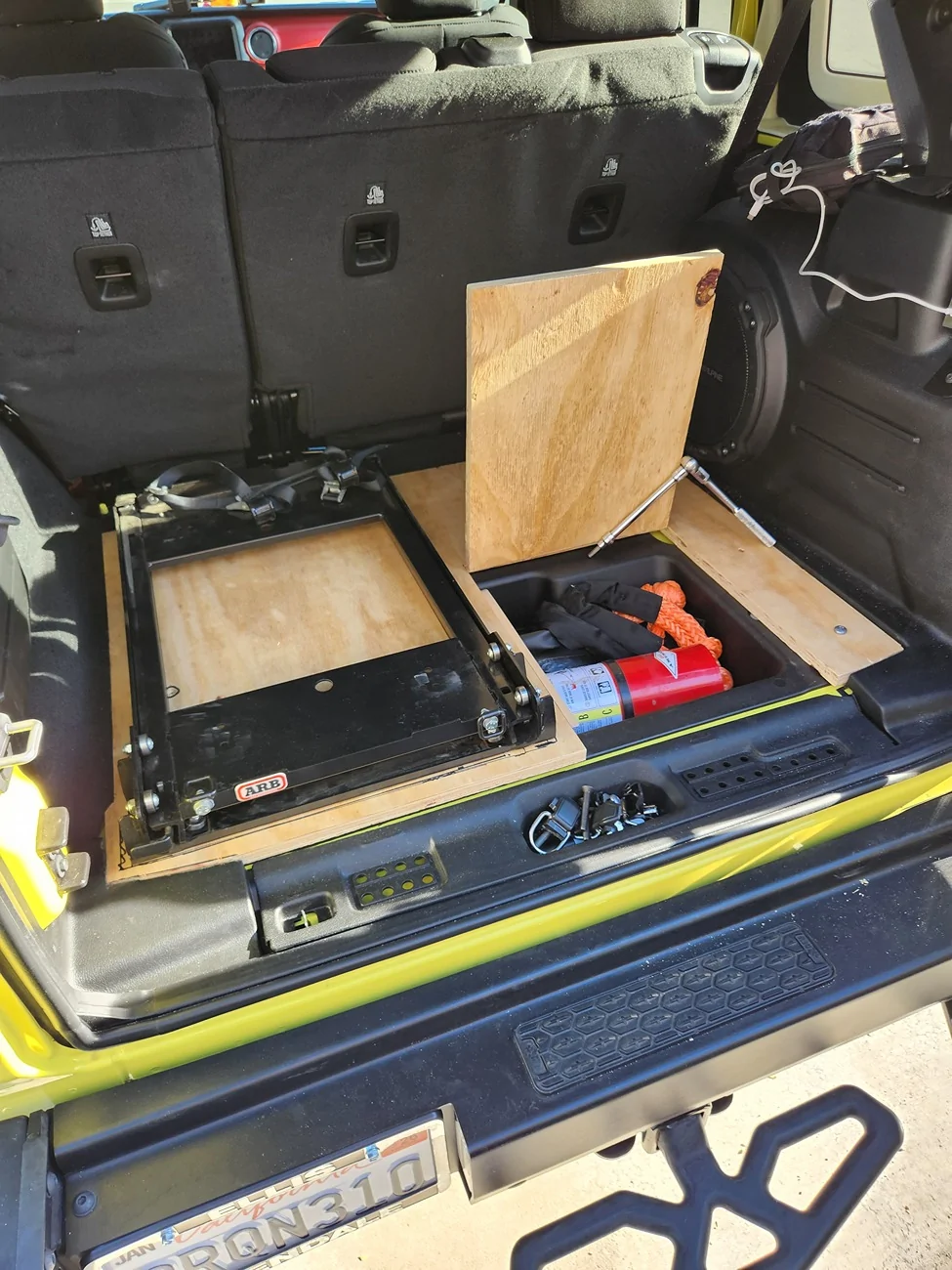 Jeep Wrangler JL Fridge / Slider options Tray Base With Hatch Open