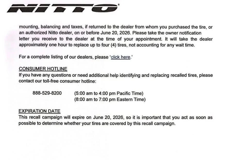 Jeep Wrangler JL 10/2025 NITTO Tire Recall IMG_7093