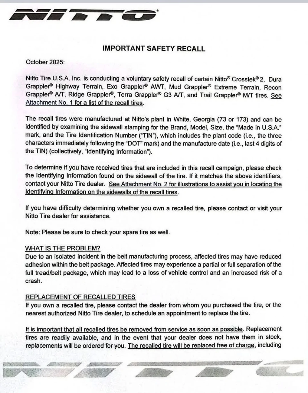 Jeep Wrangler JL 10/2025 NITTO Tire Recall IMG_7092