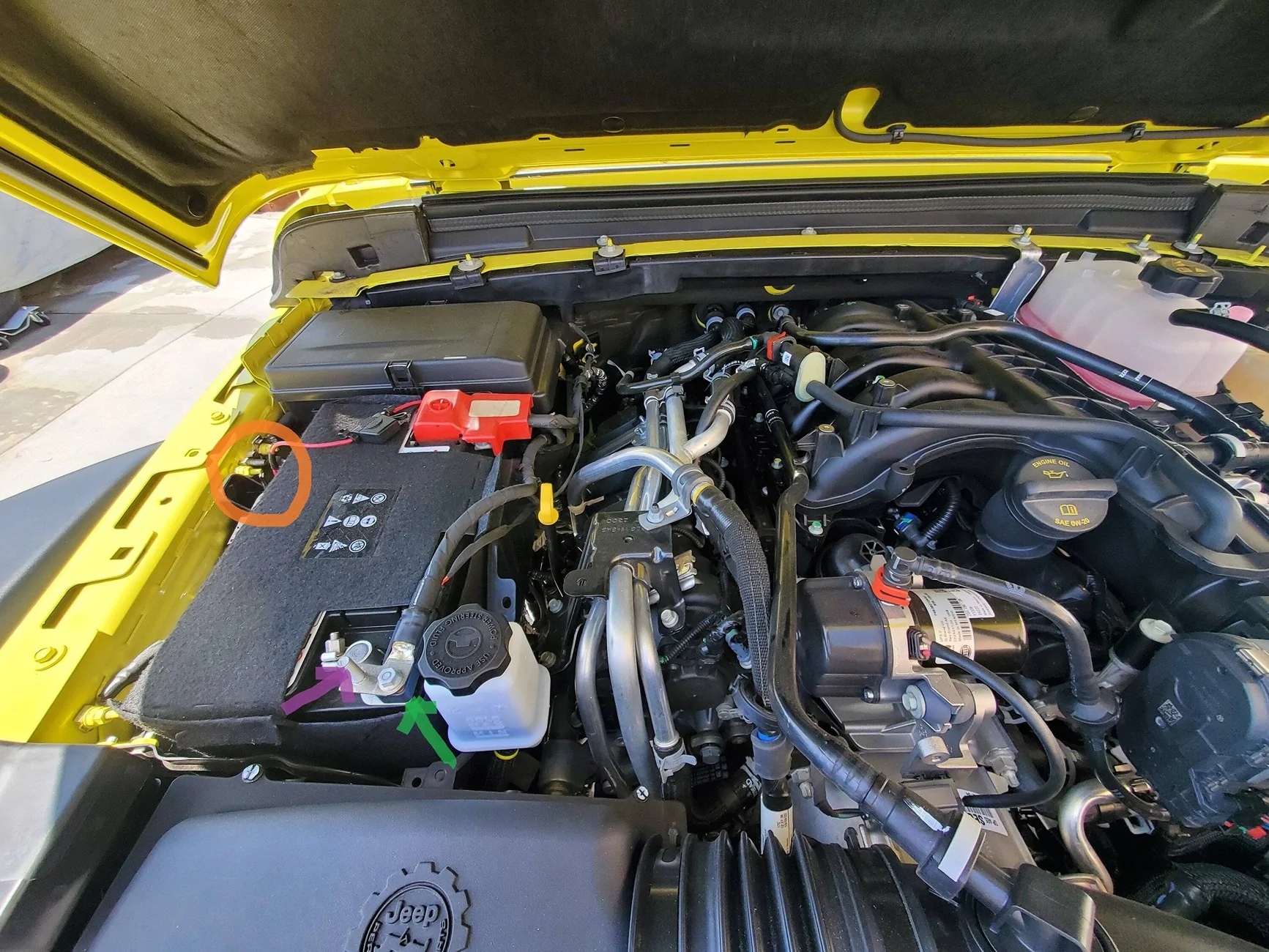 Jeep Wrangler JL battery charger bodyground
