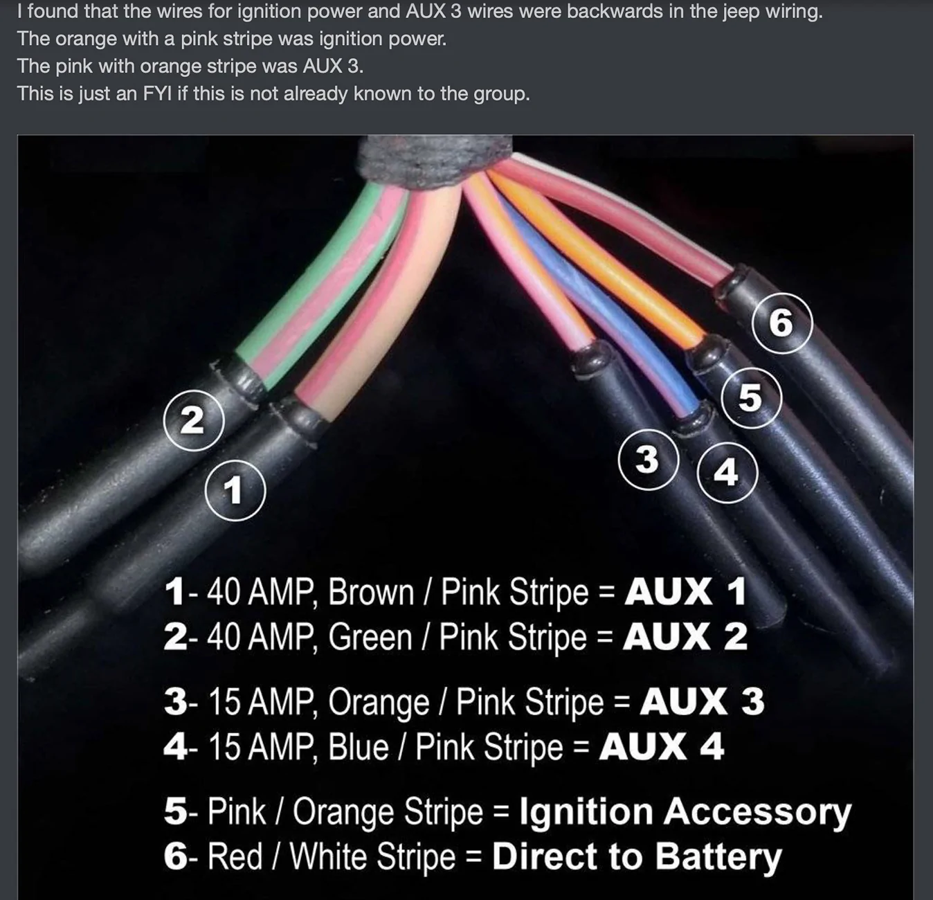 Jeep Wrangler JL Understanding Aux Switch - Wiring Situation AUX Wire Colorcodes