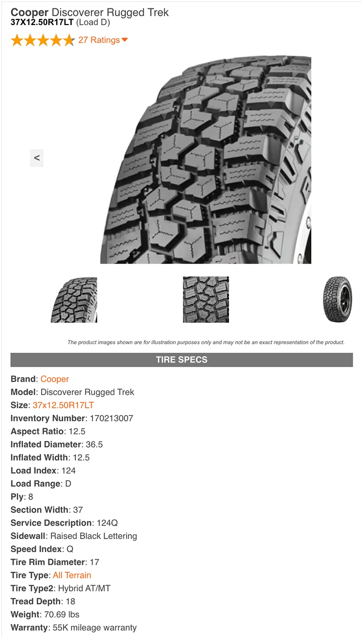Jeep Wrangler JL Lightest weight 37's??? 1765145703700-fm