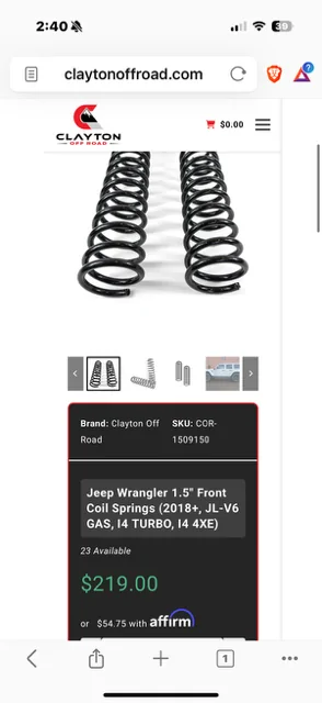Jeep Wrangler JL Clayton 1.5 Springs. IMG_7602