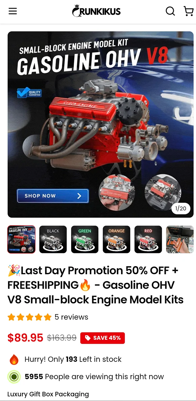 Jeep Wrangler JL Miniature V8 engine 941