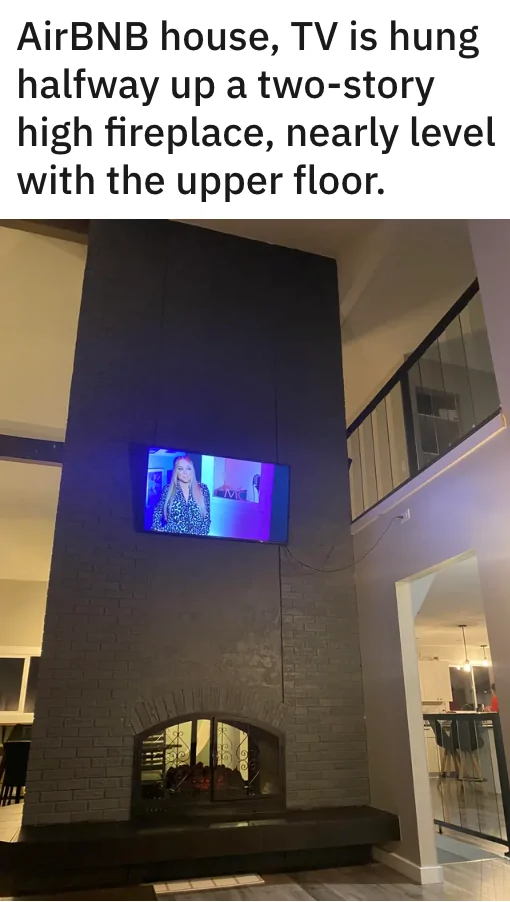 Jeep Wrangler JL Tackform Soundbar Accessory Mount - New Launch.. 2018-2023 only. airbnb-house-tv-is-hung-halfway-up-two-story-high-fireplace-nearly-level-with-upper-floor-mo