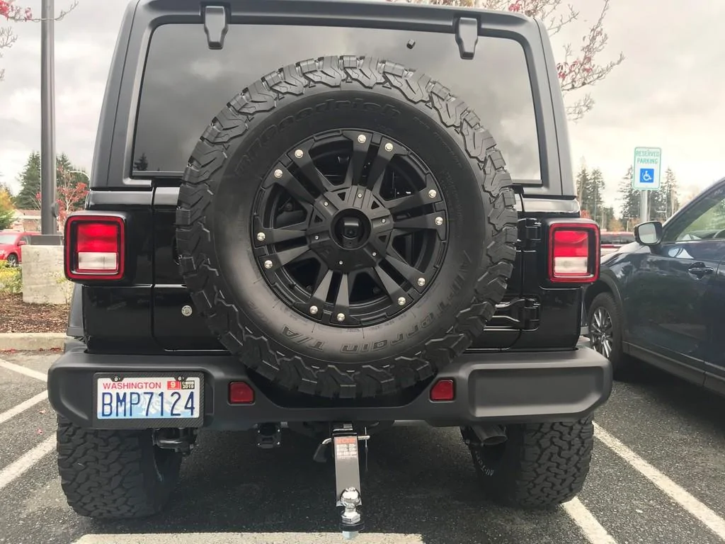Jeep Wrangler JL New RC spare tire relocation bracket installed. Spare_zpsqmsspdw1