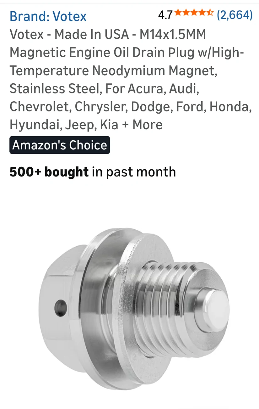 Jeep Wrangler JL Magnetic drain plug? 7032