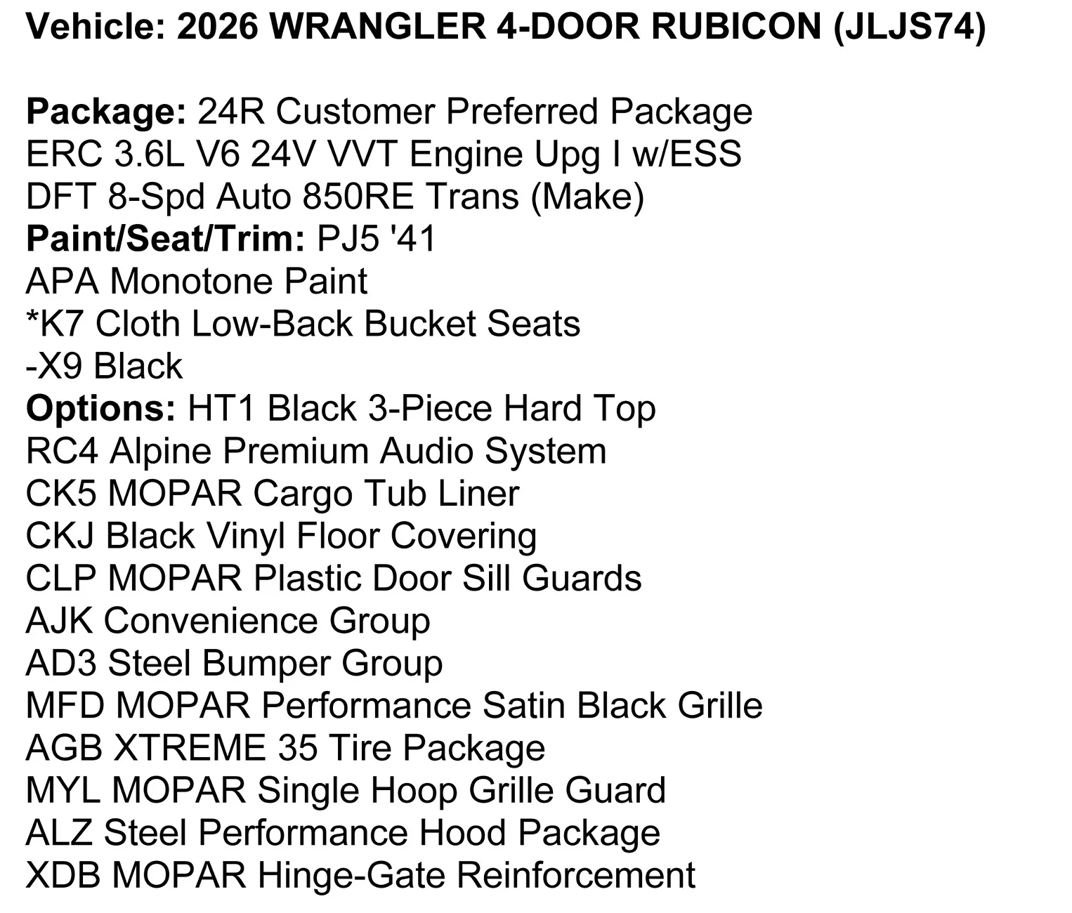 Jeep Wrangler JL 2026 Order Waiting Room 2026 Vehicl