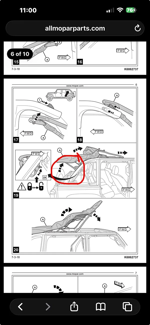 Jeep Wrangler JL Factory Soft Top Hardware List IMG_5665