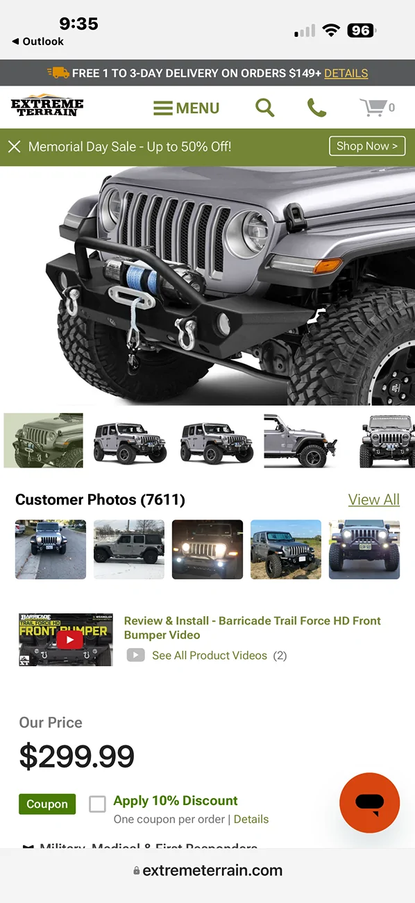 Jeep Wrangler JL Inexpensive bumper IMG_0181