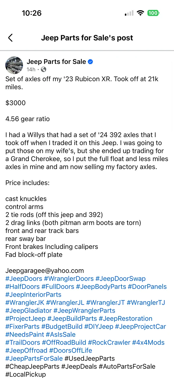 Jeep Wrangler JL '23 JLUR XR Axle set IMG_3412