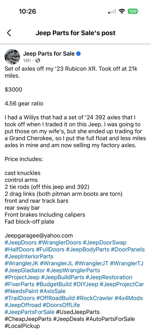 Jeep Wrangler JL Marketplace Scammer 1780243330180-nd