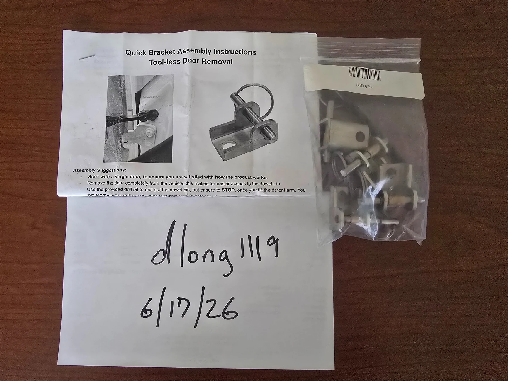 Jeep Wrangler JL Squirrelly/TrailBuilt quick door removal brackets 20260617_144100