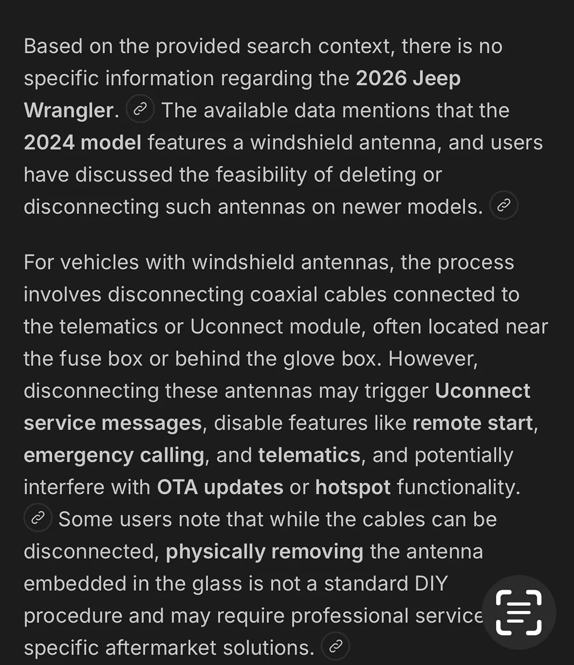 Jeep Wrangler JL Has anyone disconnected the Windshield antenna IMG_1034