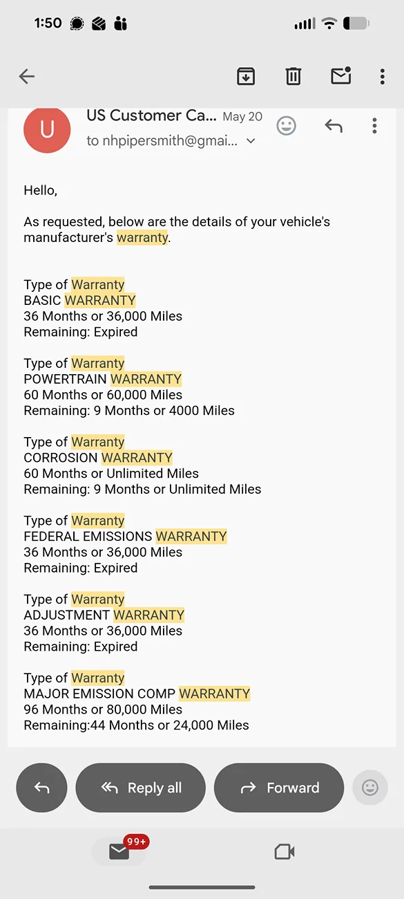 Jeep Wrangler JL JLU Hinge Corrosion Warranty Screenshot_20260625-135016