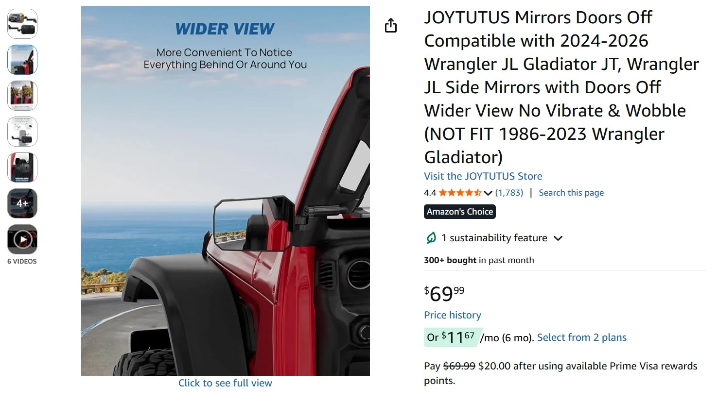 Jeep Wrangler JL BulletPoint Side Mirrors Joytutus Mirrors