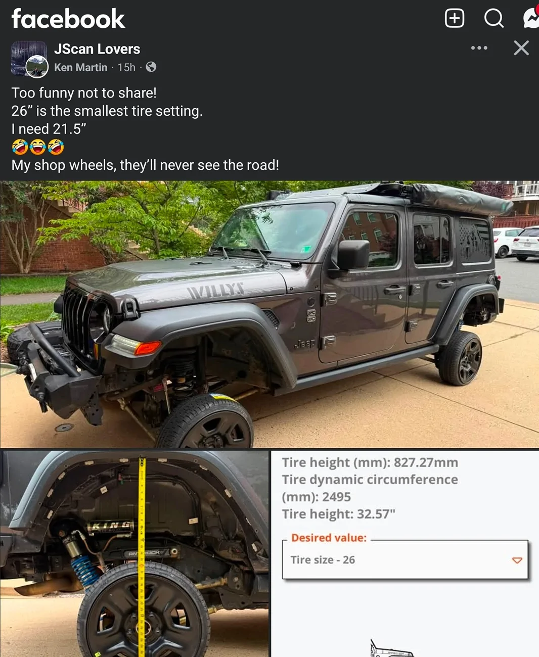 Jeep Wrangler JL Lol. 21" tire on a JL 1000079732