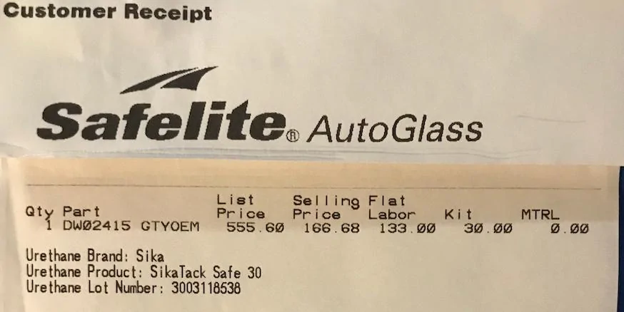 Jeep Wrangler JL Windshield cracked. Safelite? safelite receipt - JL Windshield