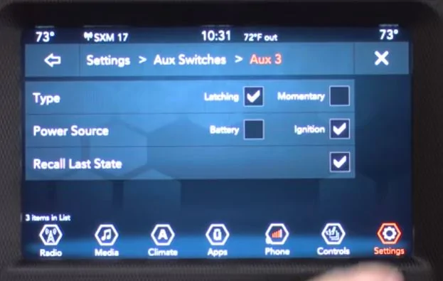 Jeep Wrangler JL Aux buttons turning off? Aux Switch UI