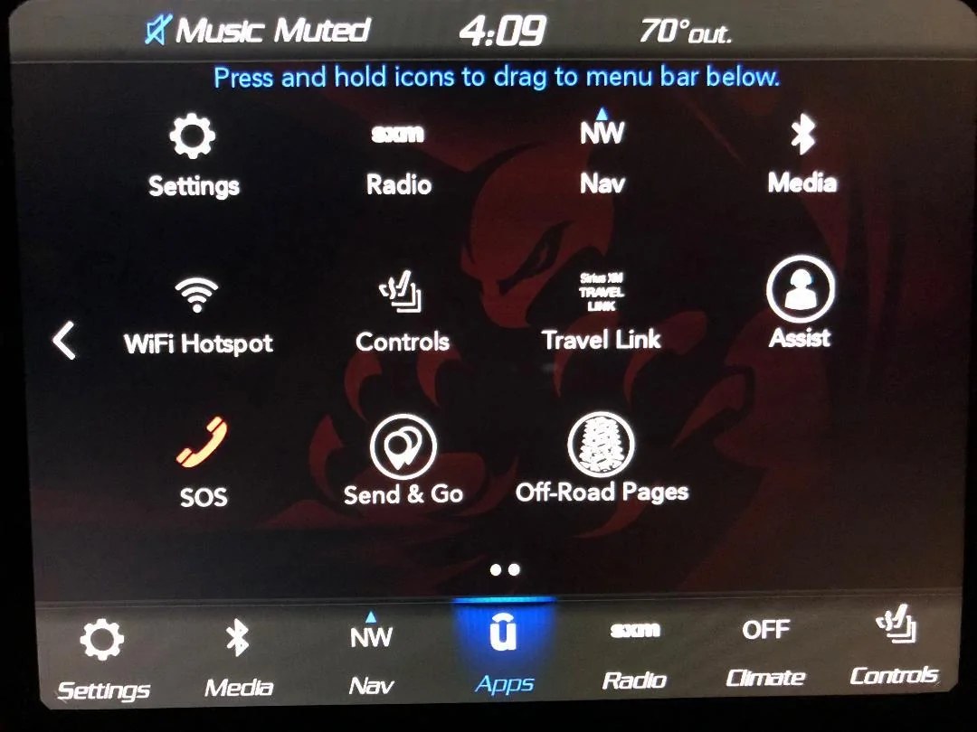 Jeep Wrangler JL 8.4" Navigation Screen Preferences 89379
