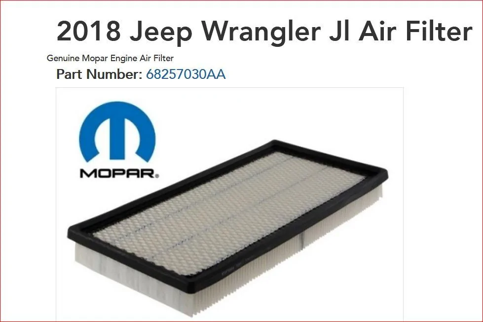 Jeep Wrangler JL Engine and Cabin Air Filters? JL-Airfilter