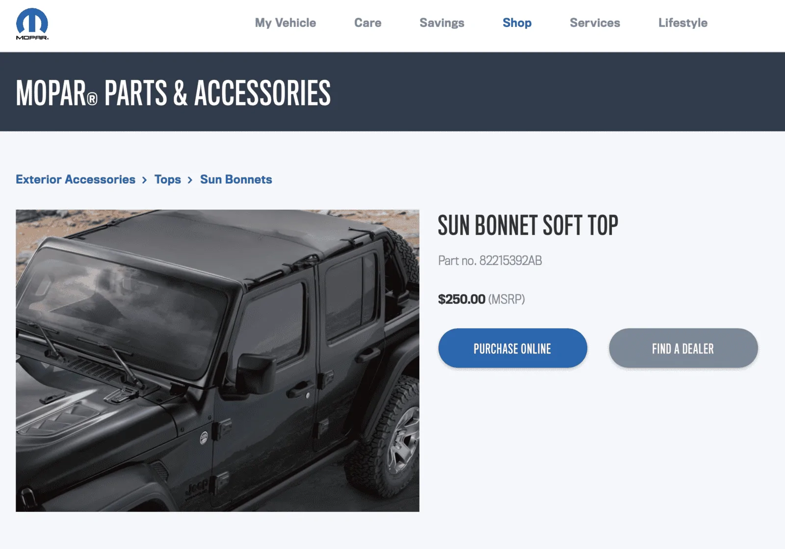 Jeep Wrangler JL Mopar Sun Bonnet Soft Top Screen Shot 2018-12-20 at 1.30.29 PM
