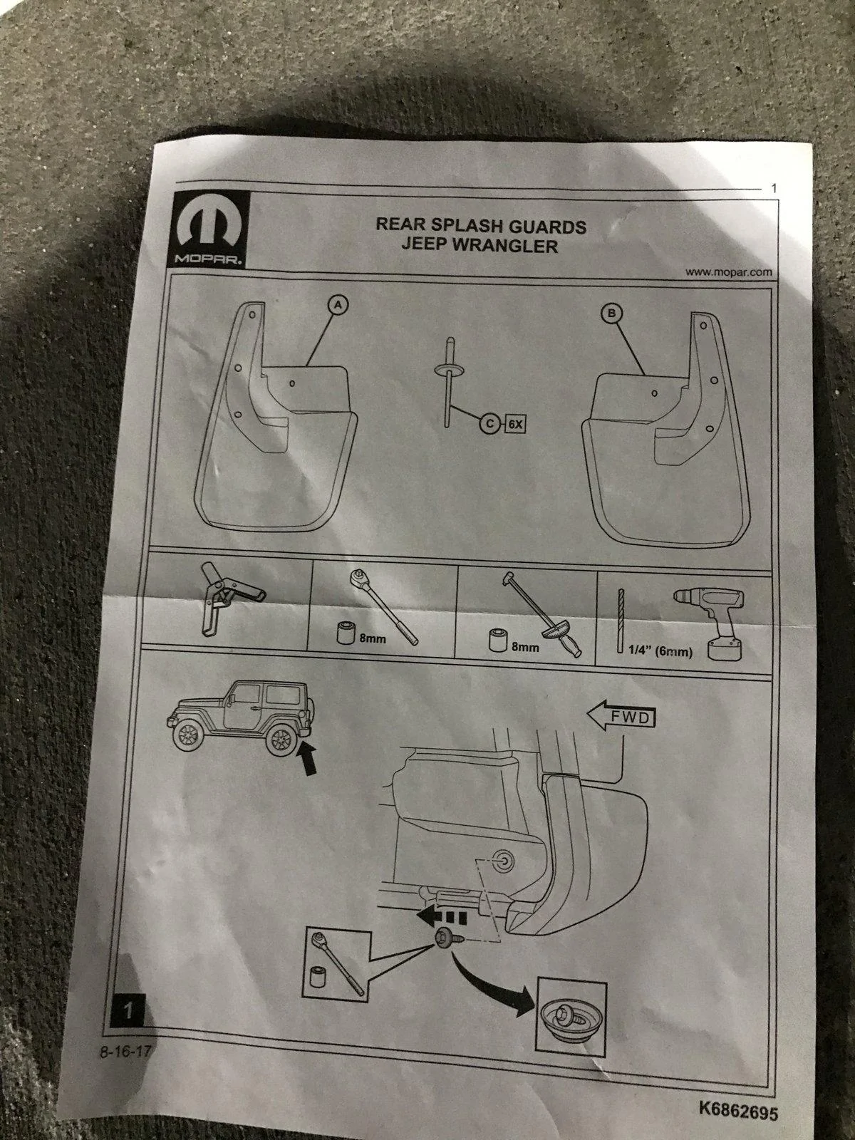 Jeep Wrangler JL Front and Rear JL Splash Guards 157018DD-E9A5-4701-920C-390F6C1341E9
