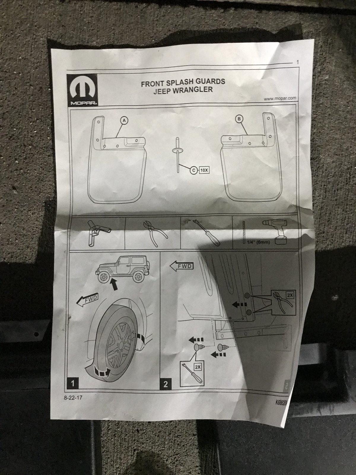 Jeep Wrangler JL Front and Rear JL Splash Guards 07A1914C-42B6-4371-9BB2-07450E0822F4