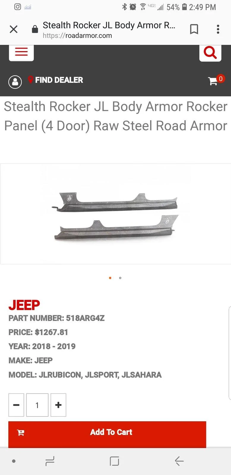 Jeep Wrangler JL Road Armor Rock Sliders (new) Screenshot_20190115-144957_Chrom