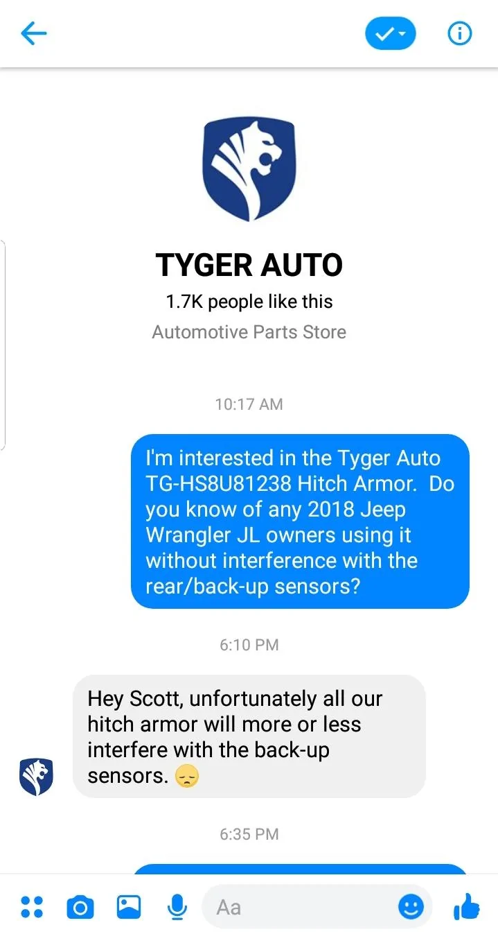 Jeep Wrangler JL Hitch Step and Hitch Armor Screenshot_20190123-220954_Messenger