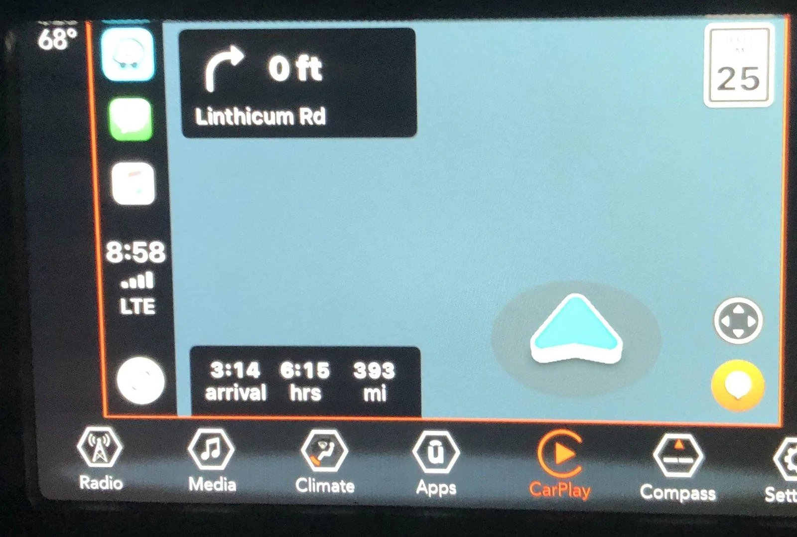 Jeep Wrangler JL Uconnect CarPlay wrong location IMG_1477