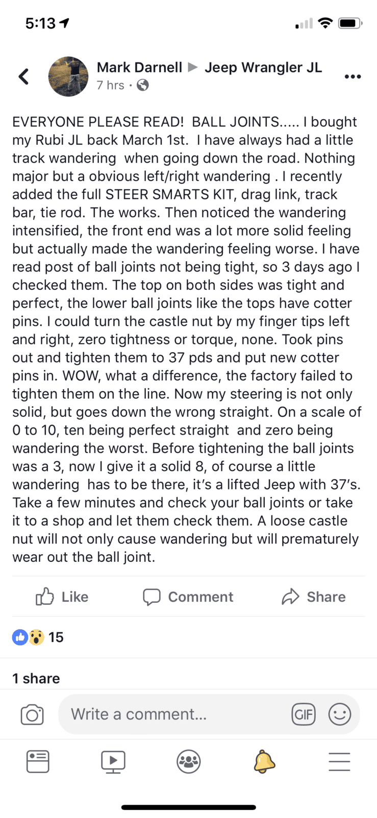 Jeep Wrangler JL Steering Issue? Check the ball joints 7B843A0C-43E1-4C37-9F86-FAD720BD0C87
