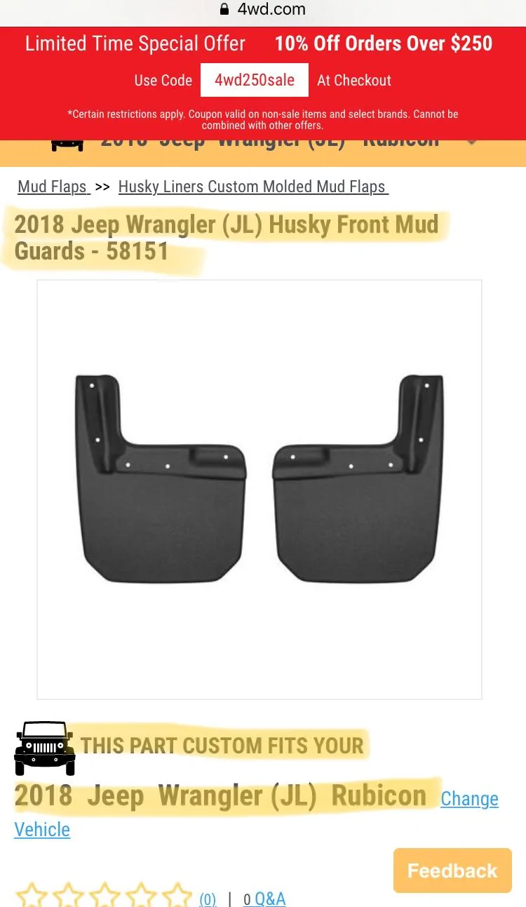 Jeep Wrangler JL New Husky Liner Rubicon Mud Flaps 2E5311D4-EAD8-4FCA-A287-2B051DABA65D