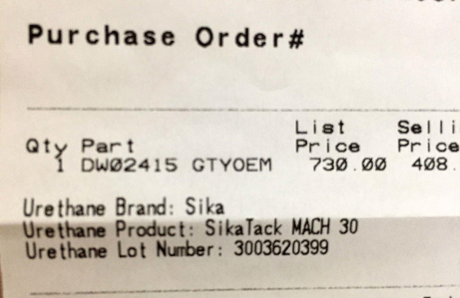Jeep Wrangler JL Cracked Windshield Club safelite_receipt