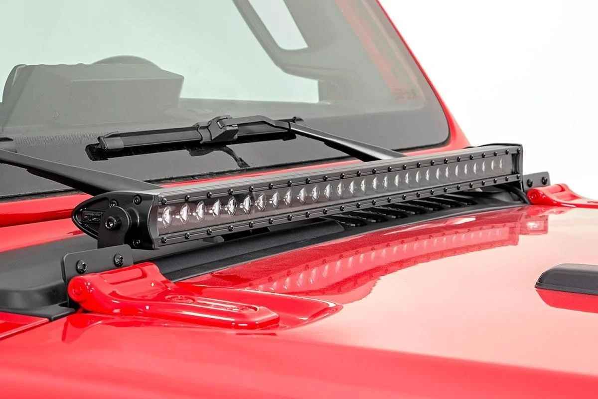 Jeep Wrangler JL Rough Country Jeep 30-inch LED Hood Kit (2018 Wrangler JL) jeep-led-hood-kit_70054-base-install