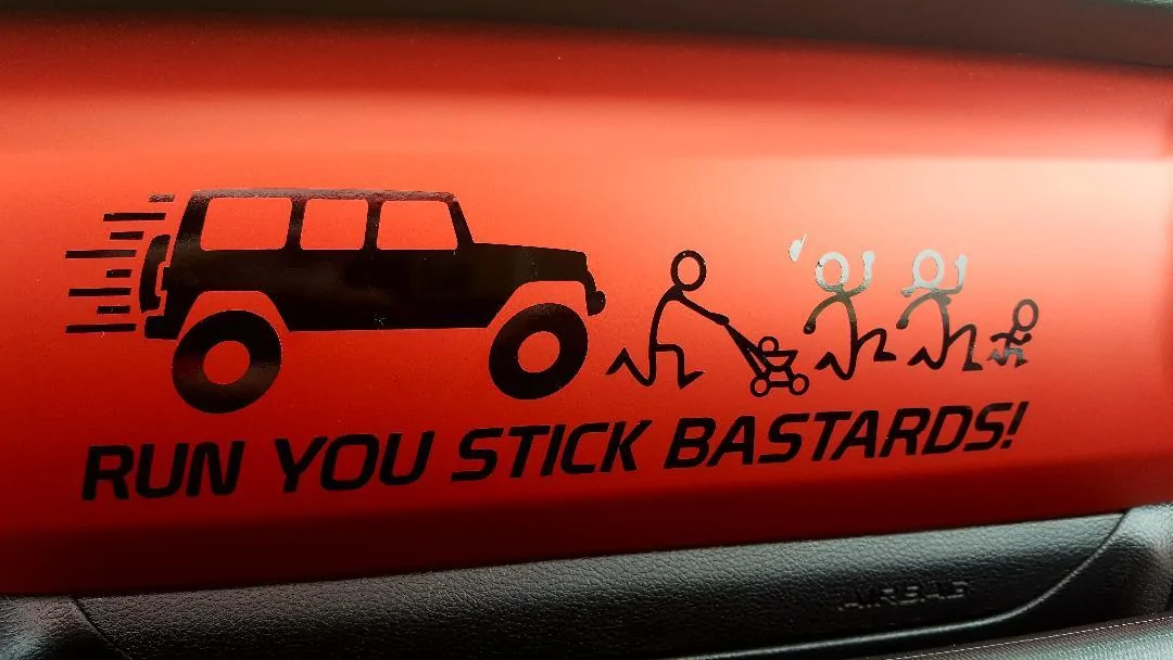 Jeep Wrangler JL Dash Board Sticker Run Stick Bastards1