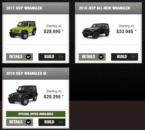 Jeep Wrangler JL Jeep Configurator Online Configurator