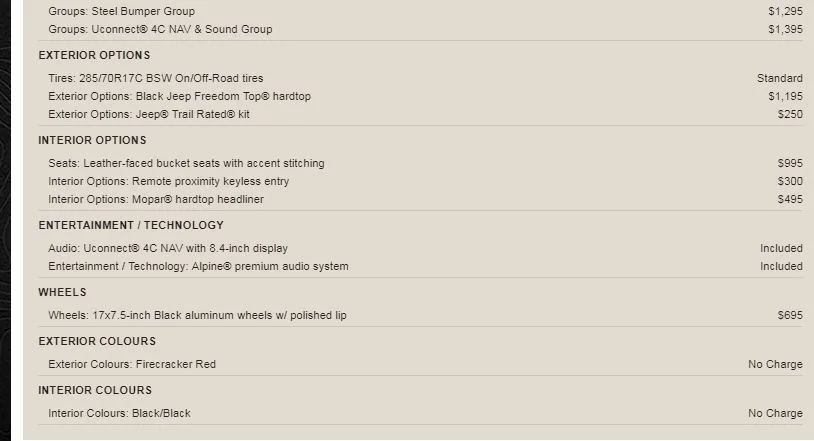 Jeep Wrangler JL Jeep Configurator Online Snip 2