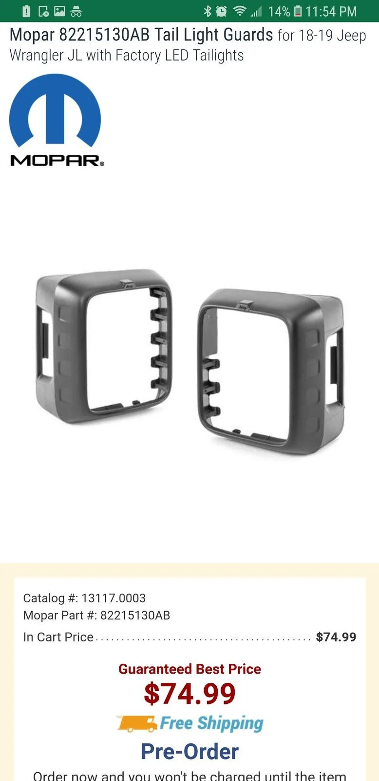 Jeep Wrangler JL Mopar taillight guards for JL LEDs pre order Screenshot_20190401-235441_Chrom